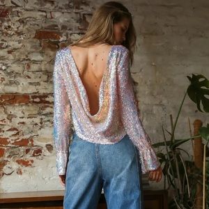 Moonstruck Sequin Open Back Top - Free People